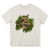 Cream camouflage glitter patch Heavy Core Tee - AdoDesignShop