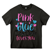 Asphalt pink or blue big sister loves you Heavy Core Tee - MaliasSmallBusiness