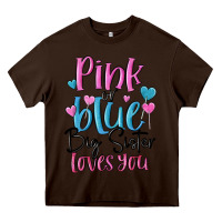 Chocolate Brown pink or blue big sister loves you Heavy Core Tee - MaliasSmallBusiness