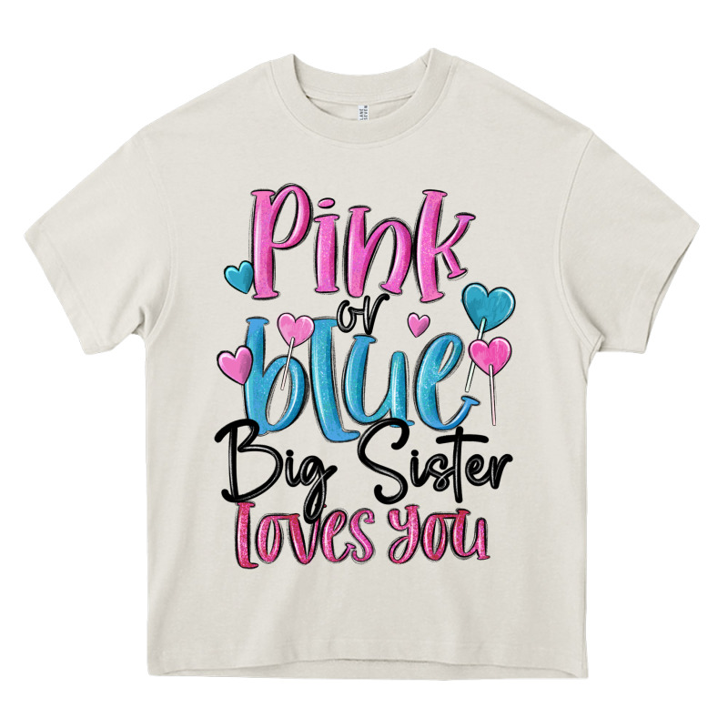 Pink Or Blue Big Sister Loves You Heavy Core Tee by MaliasSmallBusiness | Teevron