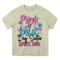 Mossy pink or blue big sister loves you Heavy Core Tee - MaliasSmallBusiness