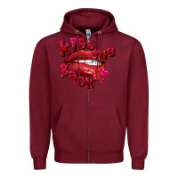 Burgundy Kiss me back Valentine's Day Zipper Hoodie - FaDigitalArtStudio