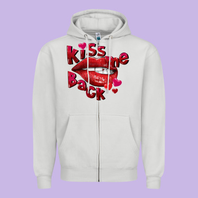 Kiss Me Back Valentine's Day Zipper Hoodie Designed By Fadigitalartstudio
