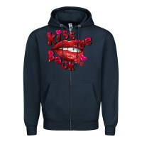 Navy Kiss me back Valentine's Day Zipper Hoodie - FaDigitalArtStudio