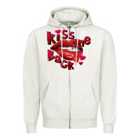 Oatmeal Heather Kiss me back Valentine's Day Zipper Hoodie - FaDigitalArtStudio