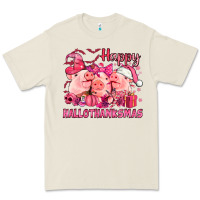 Bone Happy Hallothanksmas Pigs pink Premium Tee - NancyCooperArtShop