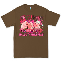 Cacao Happy Hallothanksmas Pigs pink Premium Tee - NancyCooperArtShop