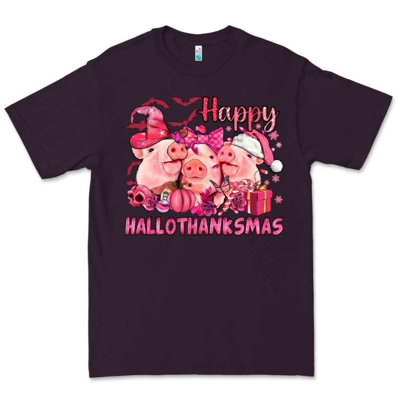 Happy Hallothanksmas Pigs Pink Premium Tee by NancyCooperArtShop | Teevron