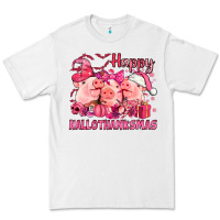 White Happy Hallothanksmas Pigs pink Premium Tee - NancyCooperArtShop