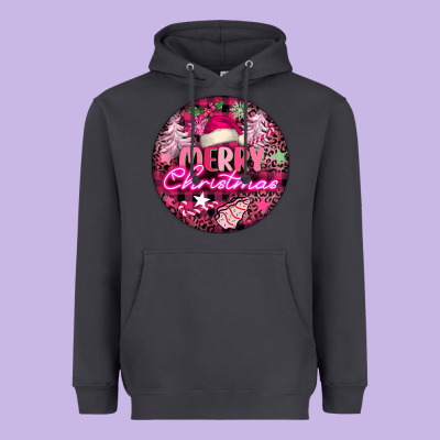 Pink Merry Christmas Heavyweight Hoodie Designed By Fadigitalartstudio