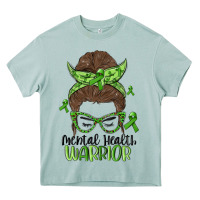 Arona messy bun mental health warrior Heavy Core Tee - MaliasSmallBusiness