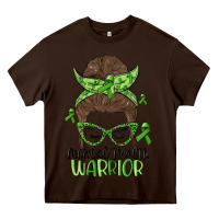 Chocolate Brown messy bun mental health warrior Heavy Core Tee - MaliasSmallBusiness