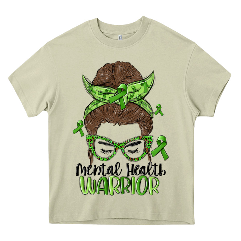 Messy Bun Mental Health Warrior Heavy Core Tee by MaliasSmallBusiness | Teevron