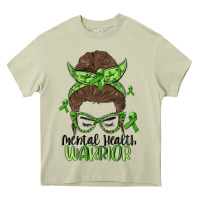 Mossy messy bun mental health warrior Heavy Core Tee - MaliasSmallBusiness