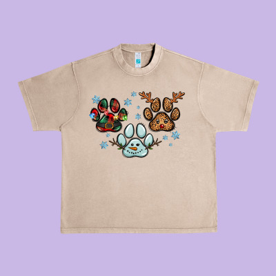 Christmas Paws Urban Heavy Tee Designed By Ranaportraitstore