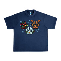 Navy Christmas paws Urban Heavy Tee - RanaPortraitStore