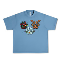 Pebble Blue Christmas paws Urban Heavy Tee - RanaPortraitStore