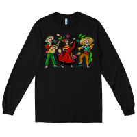 Black Mexican Skeletons Long Sleeve Tee - texasbilliewilder