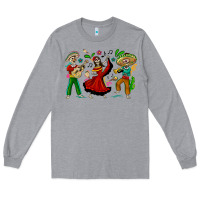 Heather Grey Mexican Skeletons Long Sleeve Tee - texasbilliewilder