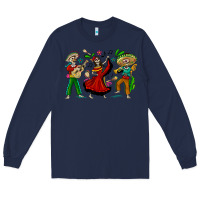 Navy Mexican Skeletons Long Sleeve Tee - texasbilliewilder