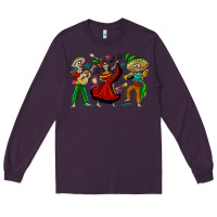 Plum Mexican Skeletons Long Sleeve Tee - texasbilliewilder