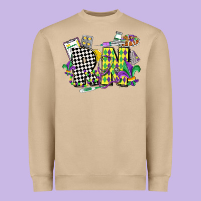 Registered Nurse Mardi Gras Heavyweight Sweatshirt Designed By Cowgirlartshop