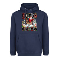 Navy Howdy Christmas Rodeo Santa Heavyweight Hoodie - FaDigitalArtStudio