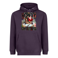 Plum Howdy Christmas Rodeo Santa Heavyweight Hoodie - FaDigitalArtStudio