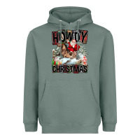 Sage Howdy Christmas Rodeo Santa Heavyweight Hoodie - FaDigitalArtStudio