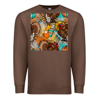 Chestnut thanksgiving turkey seamless pattern Premium Sweatshirt - BundleAndBundleShop
