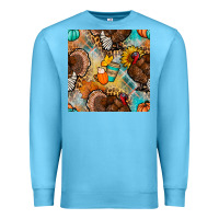Ocean Blue thanksgiving turkey seamless pattern Premium Sweatshirt - BundleAndBundleShop