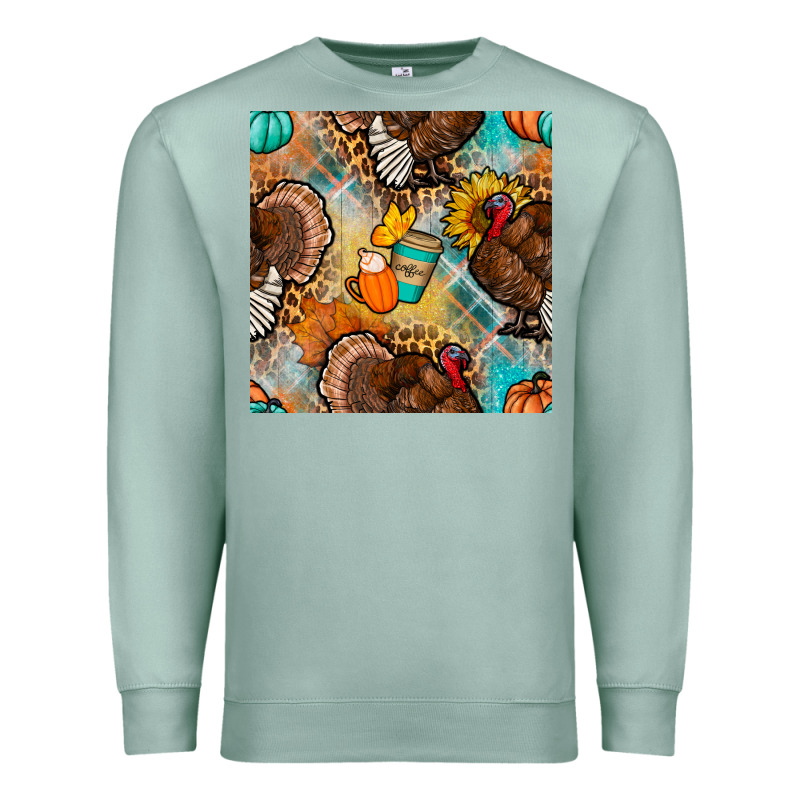 Thanksgiving Turkey Seamless Pattern Premium Sweatshirt by BundleAndBundleShop | Teevron
