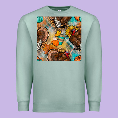 Thanksgiving Turkey Seamless Pattern Premium Sweatshirt Designed By Bundleandbundleshop