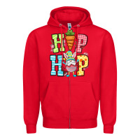 Red Easter hip hop gnome Zipper Hoodie - OliviaCreatesArt