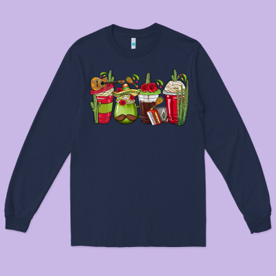 Mexico Coffee Cups Long Sleeve Tee Designed By Texasbilliewilder