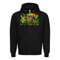 Black Peace love St. Patrick's Day Zipper Hoodie - OliviaCreatesArt