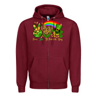 Burgundy Peace love St. Patrick's Day Zipper Hoodie - OliviaCreatesArt