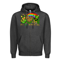 Charcoal Heather Peace love St. Patrick's Day Zipper Hoodie - OliviaCreatesArt
