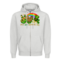 Dove Grey Peace love St. Patrick's Day Zipper Hoodie - OliviaCreatesArt