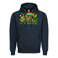 Navy Peace love St. Patrick's Day Zipper Hoodie - OliviaCreatesArt