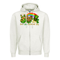 Oatmeal Heather Peace love St. Patrick's Day Zipper Hoodie - OliviaCreatesArt