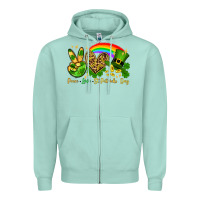 Seafoam Peace love St. Patrick's Day Zipper Hoodie - OliviaCreatesArt