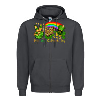 Smoke Peace love St. Patrick's Day Zipper Hoodie - OliviaCreatesArt