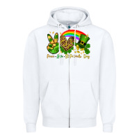 White Peace love St. Patrick's Day Zipper Hoodie - OliviaCreatesArt