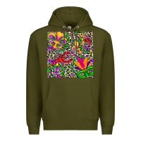 Army Green mardi gras crawfish leopard  seamless pattern Premium Hoodie - FaDigitalArtStudio