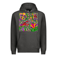 Charcoal Heather mardi gras crawfish leopard  seamless pattern Premium Hoodie - FaDigitalArtStudio