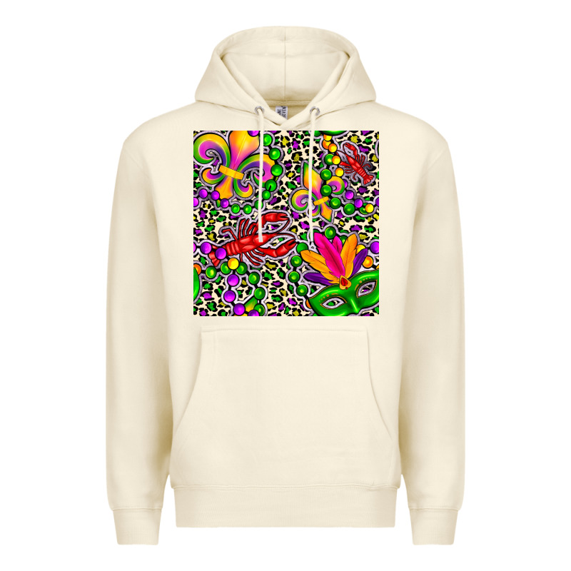 Mardi Gras Crawfish Leopard  Seamless Pattern Premium Hoodie by FaDigitalArtStudio | Teevron