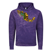 Cloud Purple Guerrero Mexico Serape Cactus Sunflower Map Vintage Hoodie - RanaPortraitStore
