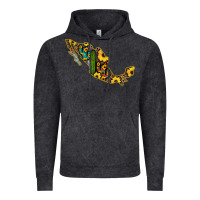 Vintage Black Guerrero Mexico Serape Cactus Sunflower Map Vintage Hoodie - RanaPortraitStore