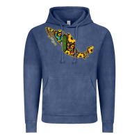Vintage Denim Guerrero Mexico Serape Cactus Sunflower Map Vintage Hoodie - RanaPortraitStore